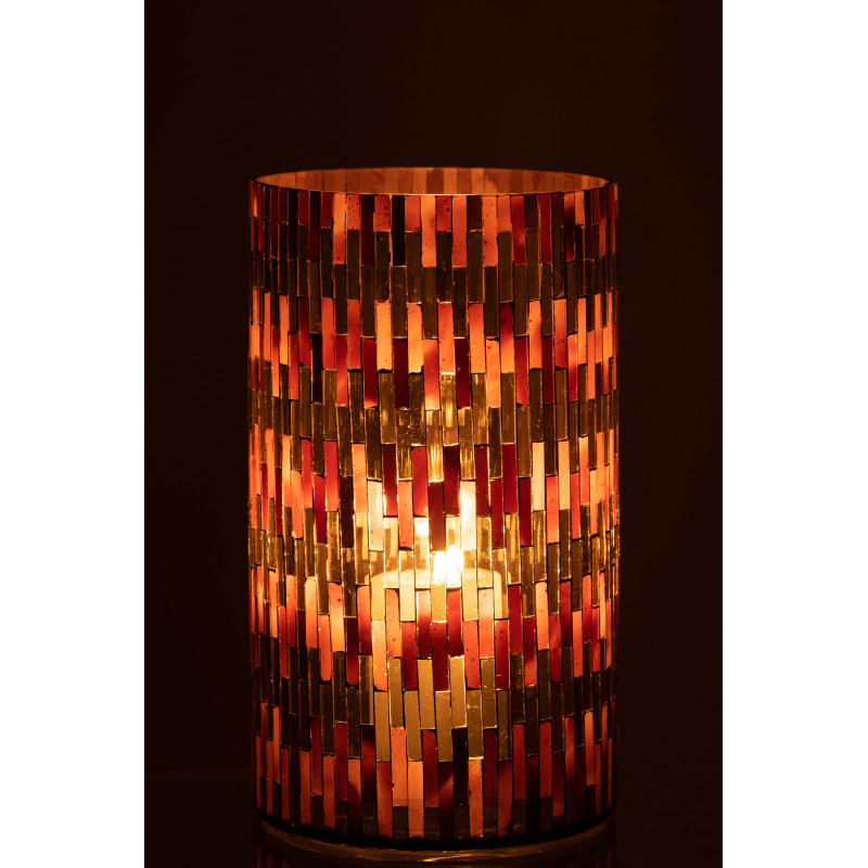 Photophore moderne chic XXL Hauteur 23 cm en Verre Marron Doré Keldra - 3