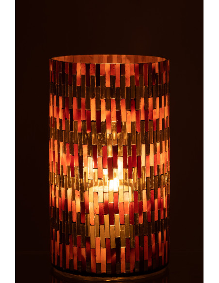 Photophore moderne chic XXL Hauteur 23 cm en Verre Marron Doré Keldra - 3