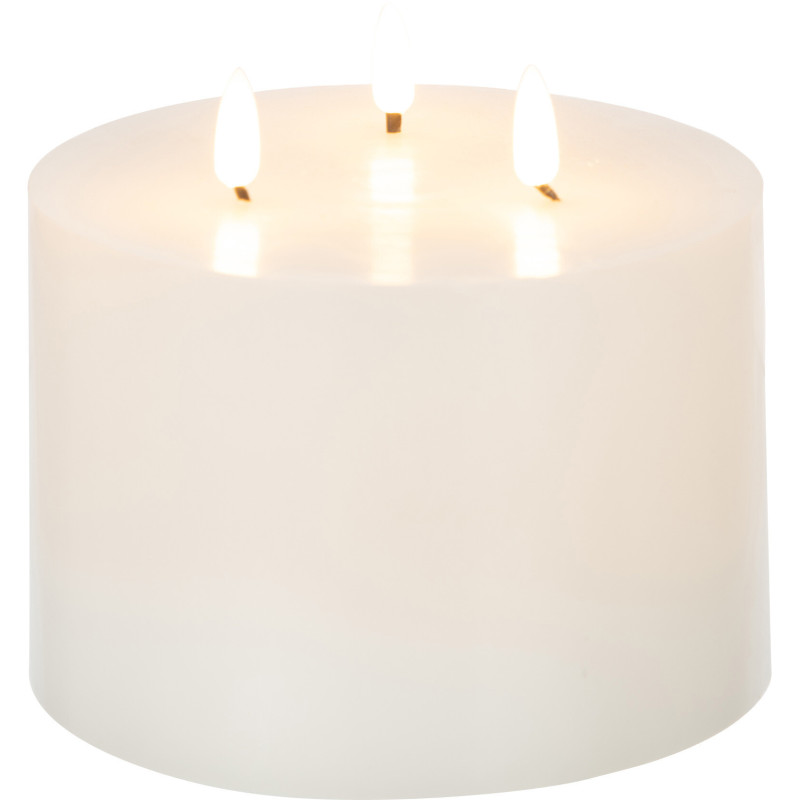 Bougie Led 3 flammes Hauteur 10 cm en Cire Plastique Blanc Luzina - 3