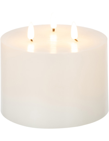 Bougie Led 3 flammes Hauteur 10 cm en Cire Plastique Blanc Luzina - 3