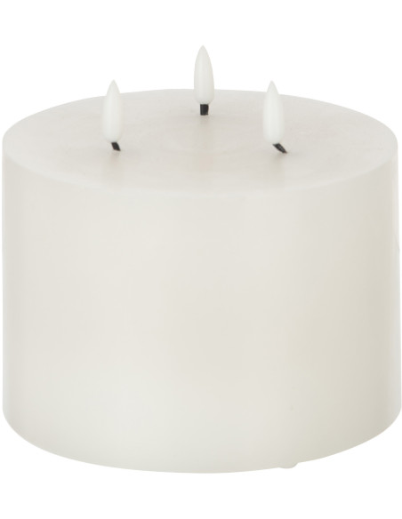 Bougie Led 3 flammes Hauteur 10 cm en Cire Plastique Blanc Luzina - 1