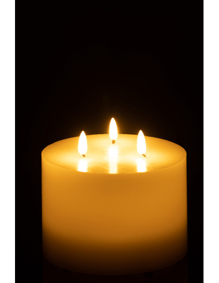 Bougie Led 3 flammes Hauteur 10 cm en Cire Plastique Blanc Luzina - 4