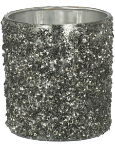 Photophore original Paillettes Diamètre 7 cm en Verre fumé Gris Orenna - 1