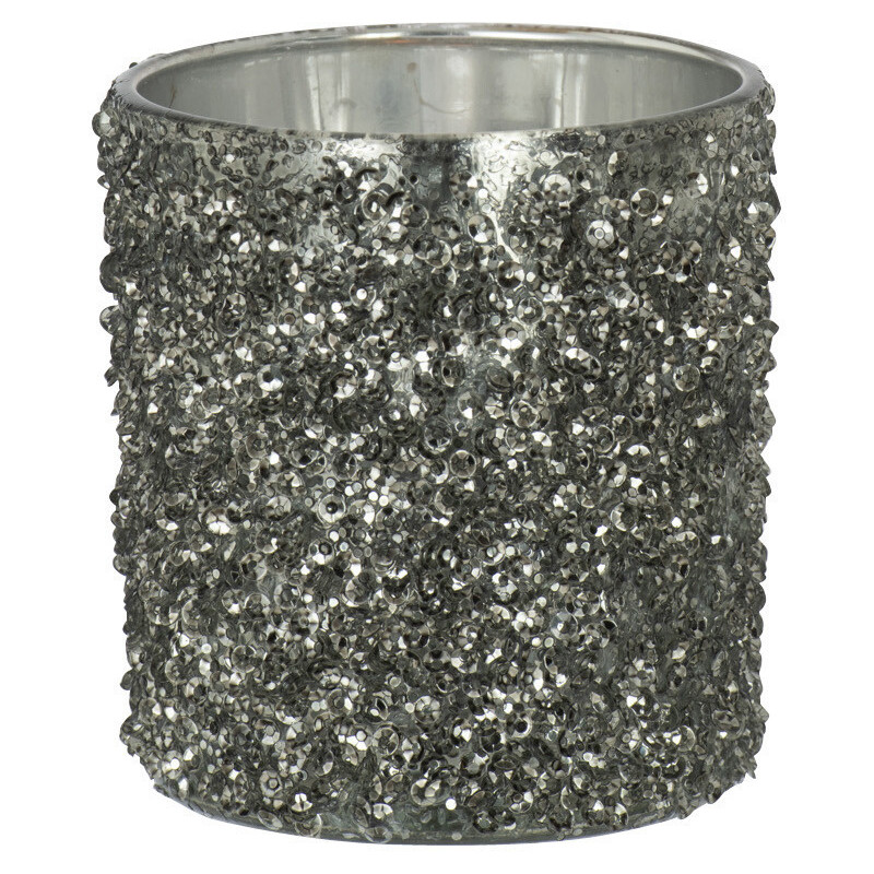 Photophore original Paillettes Diamètre 7 cm en Verre fumé Gris Orenna - 1