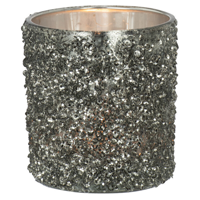 Photophore original Paillettes Diamètre 7 cm en Verre fumé Gris Orenna - 2