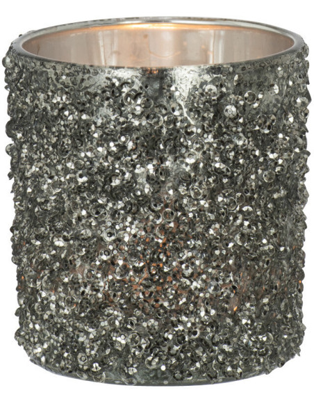 Photophore original Paillettes Diamètre 7 cm en Verre fumé Gris Orenna - 2