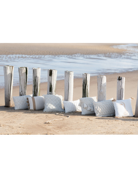 Coussin Carré Linéa 45x45 en Coton Blanc Motif macramé - 2