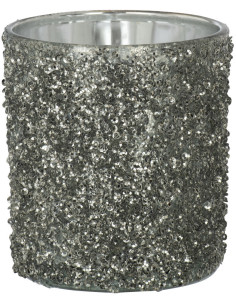 Photophore original Paillettes Diamètre 9 cm en Verre fumé Gris Orenna - 1