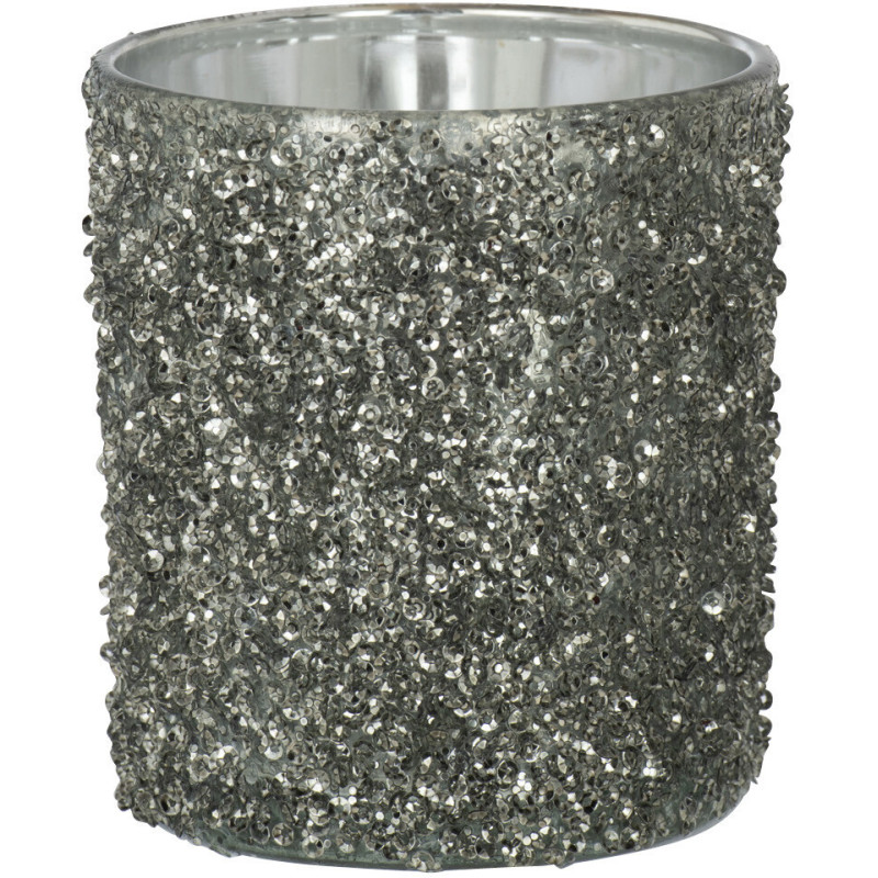 Photophore original Paillettes Diamètre 9 cm en Verre fumé Gris Orenna - 1