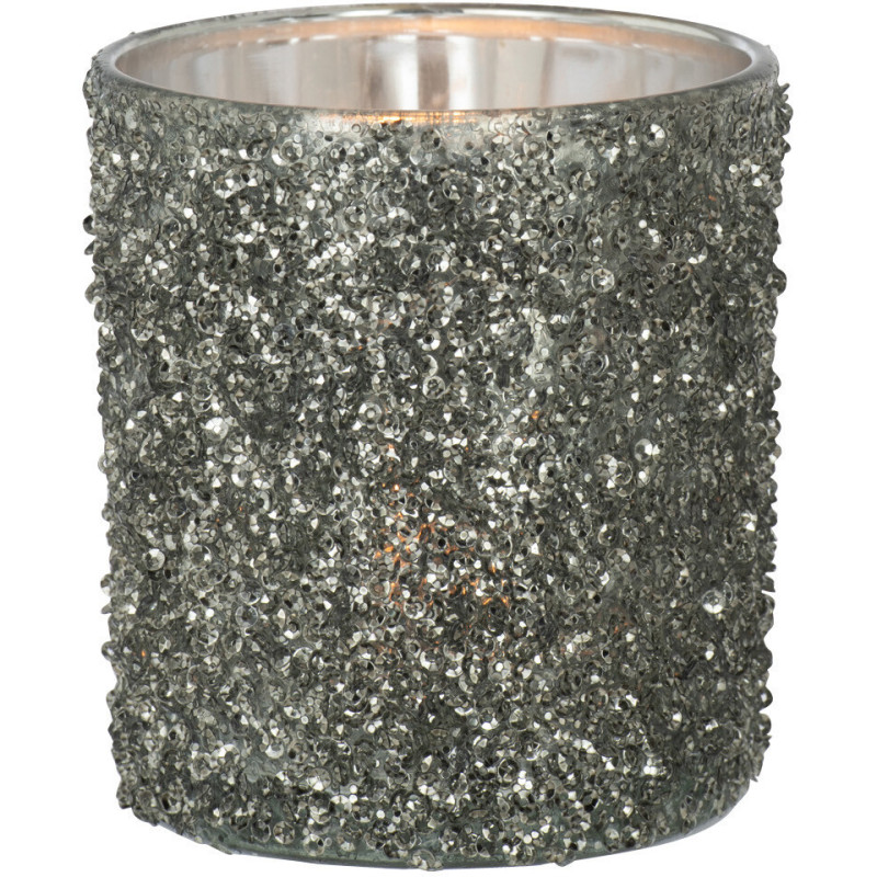 Photophore original Paillettes Diamètre 9 cm en Verre fumé Gris Orenna - 2