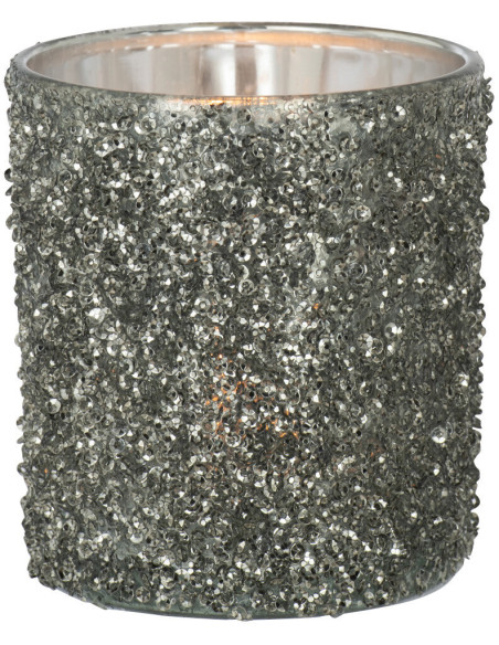 Photophore original Paillettes Diamètre 9 cm en Verre fumé Gris Orenna - 2