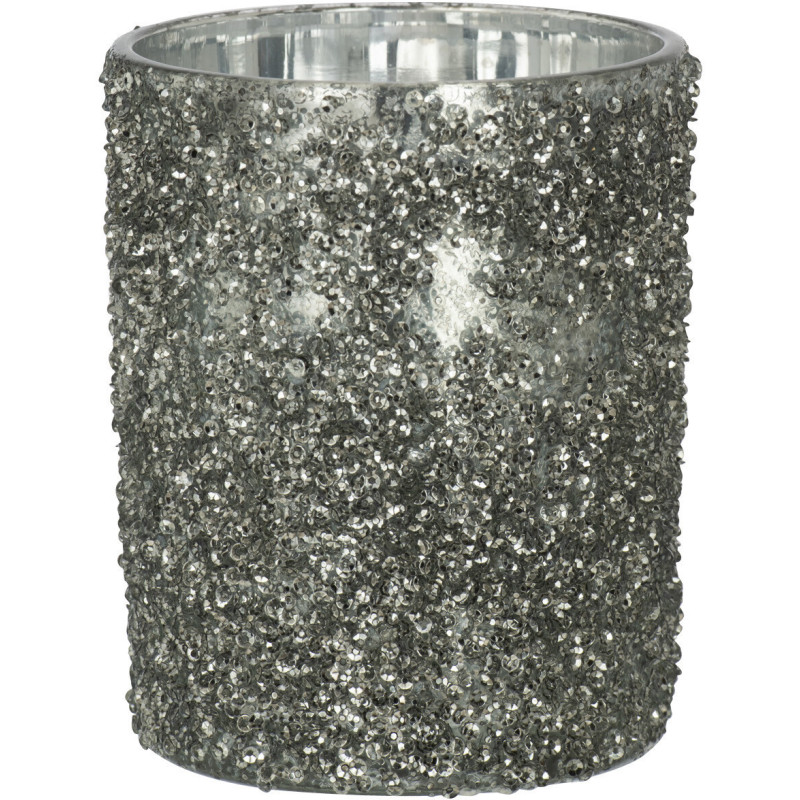 Photophore original Paillettes Diamètre 10 cm en Verre fumé Gris Orenna - 1