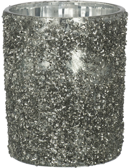 Photophore original Paillettes Diamètre 10 cm en Verre fumé Gris Orenna - 1