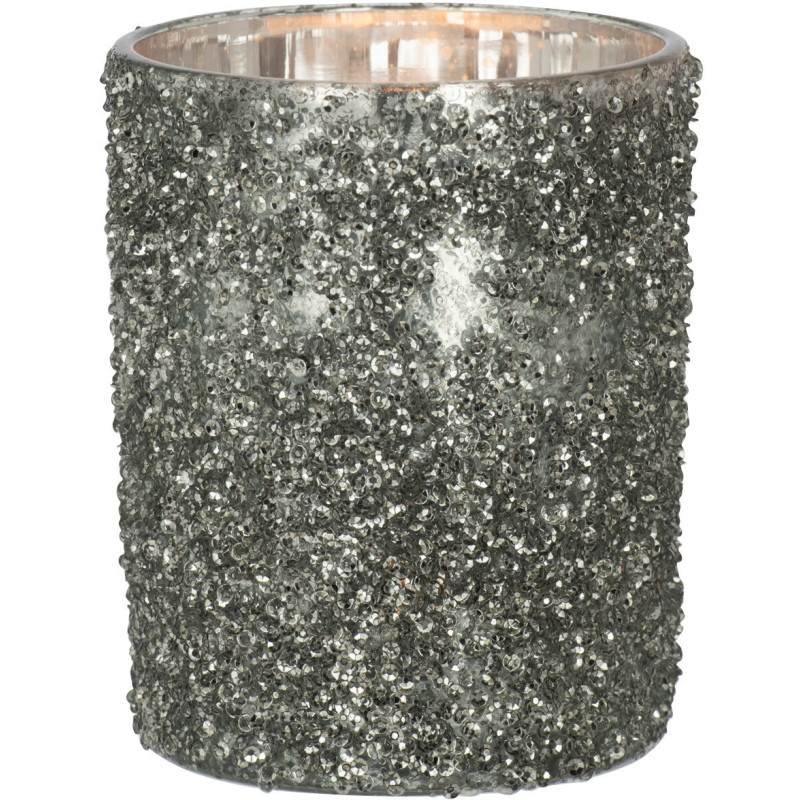 Photophore original Paillettes Diamètre 10 cm en Verre fumé Gris Orenna - 2