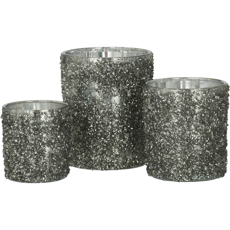 Photophore original Paillettes Diamètre 10 cm en Verre fumé Gris Orenna - 4