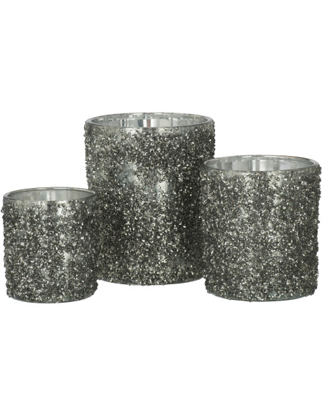 Photophore original Paillettes Diamètre 10 cm en Verre fumé Gris Orenna - 4