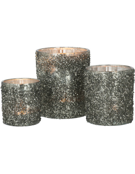 Photophore original Paillettes Diamètre 10 cm en Verre fumé Gris Orenna - 5