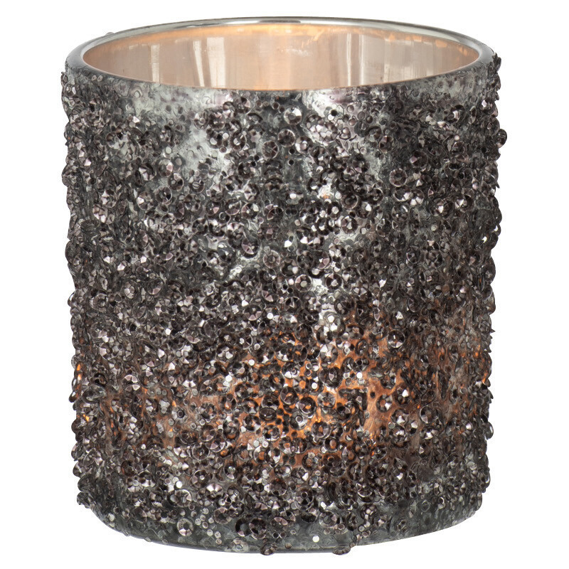 Photophore original Paillettes Diamètre 7 cm en Verre fumé Gris anthracite Orenna - 2