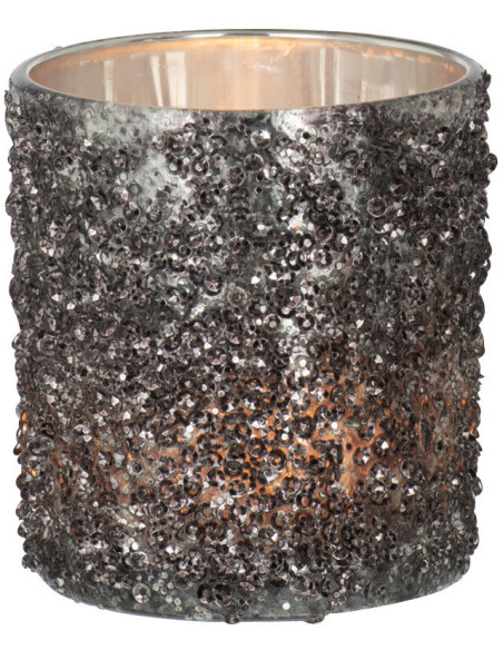 Photophore original Paillettes Diamètre 7 cm en Verre fumé Gris anthracite Orenna - 2