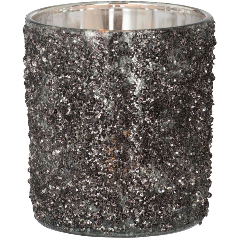 Photophore original Paillettes Diamètre 9 cm en Verre fumé Gris anthracite Orenna - 2