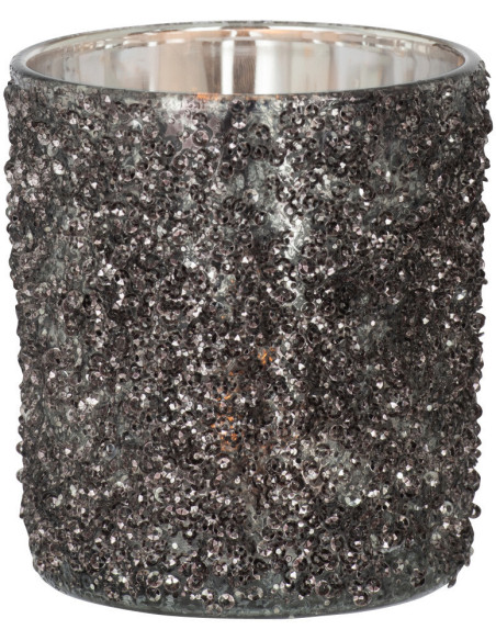 Photophore original Paillettes Diamètre 9 cm en Verre fumé Gris anthracite Orenna - 2