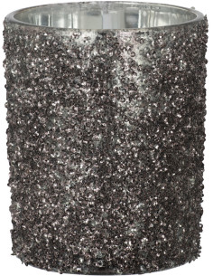 Photophore original Paillettes Diamètre 10 cm en Verre fumé Gris anthracite Orenna - 1