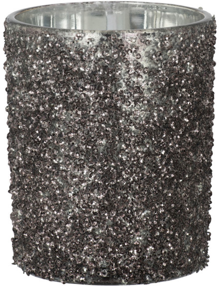 Photophore original Paillettes Diamètre 10 cm en Verre fumé Gris anthracite Orenna - 1