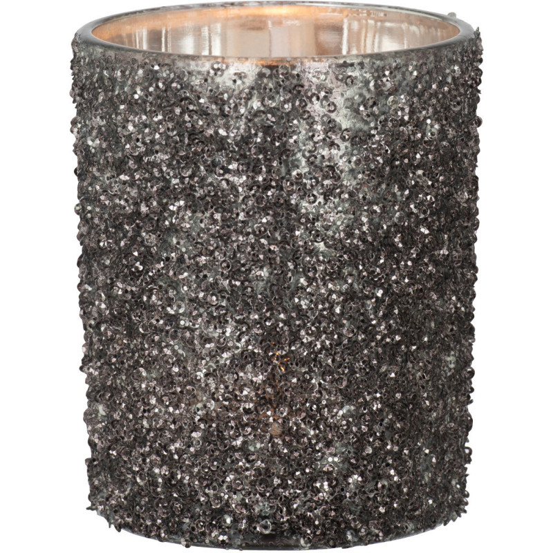 Photophore original Paillettes Diamètre 10 cm en Verre fumé Gris anthracite Orenna - 2