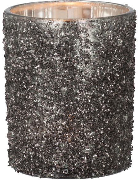 Photophore original Paillettes Diamètre 10 cm en Verre fumé Gris anthracite Orenna - 2