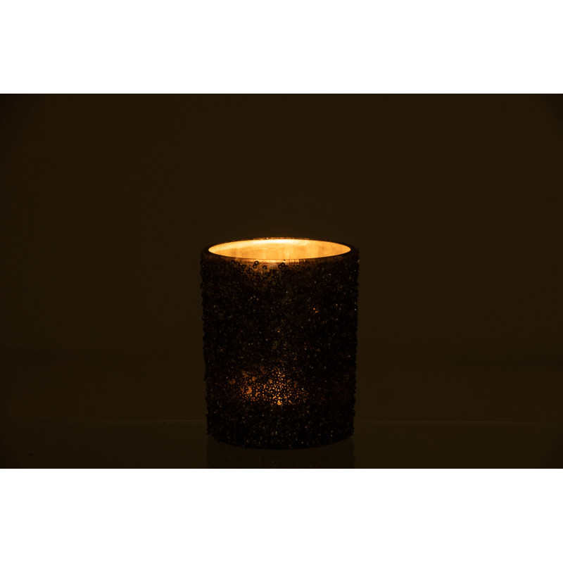 Photophore original Paillettes Diamètre 10 cm en Verre fumé Gris anthracite Orenna - 3