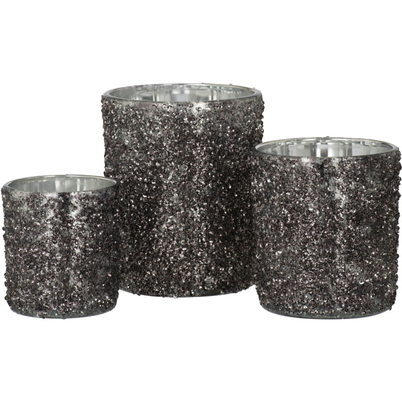 Photophore original Paillettes Diamètre 10 cm en Verre fumé Gris anthracite Orenna - 4