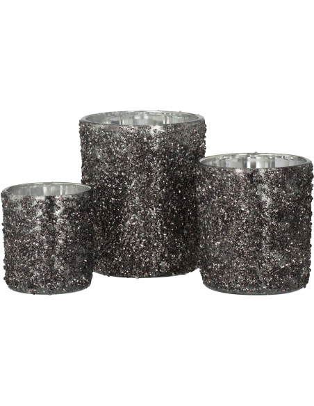 Photophore original Paillettes Diamètre 10 cm en Verre fumé Gris anthracite Orenna - 4