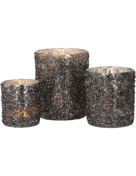 Photophore original Paillettes Diamètre 10 cm en Verre fumé Gris anthracite Orenna - 5