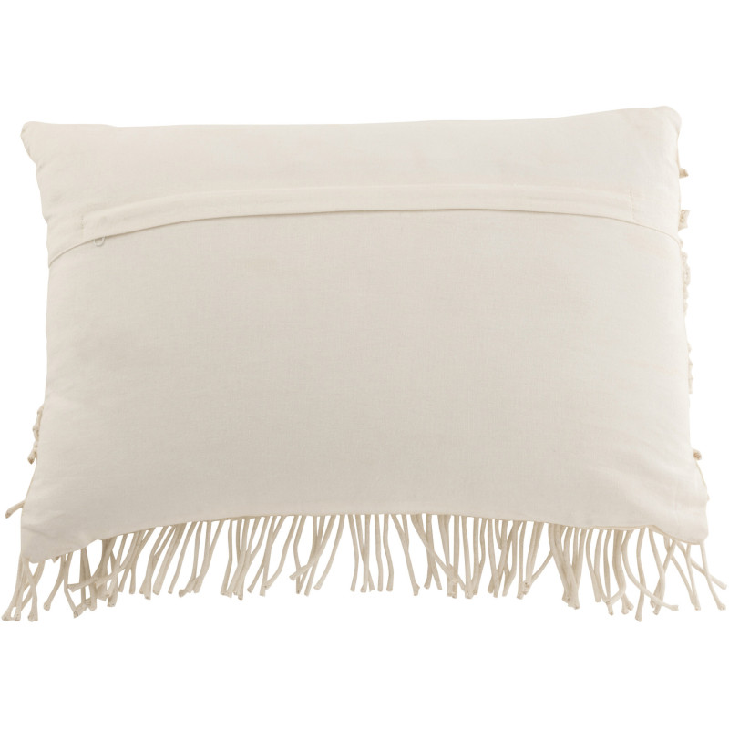 Coussin Rectangulaire Cosy 50x40 en Coton Blanc Motif macramé Avec franges - 3
