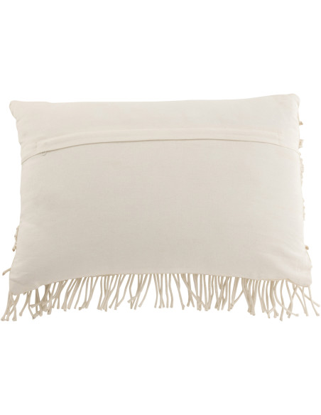 Coussin Rectangulaire Cosy 50x40 en Coton Blanc Motif macramé Avec franges - 3