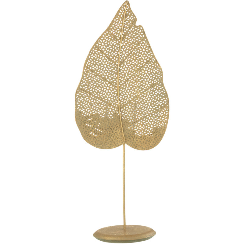 Photophore moderne Feuille XL Hauteur 49 cm en Métal Doré Ulisse - 1
