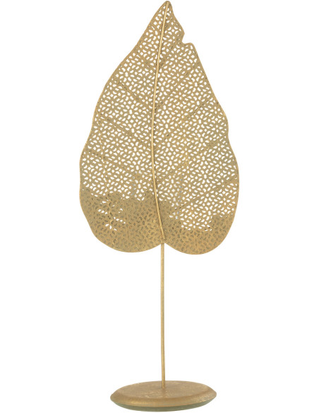 Photophore moderne Feuille XL Hauteur 49 cm en Métal Doré Ulisse - 1