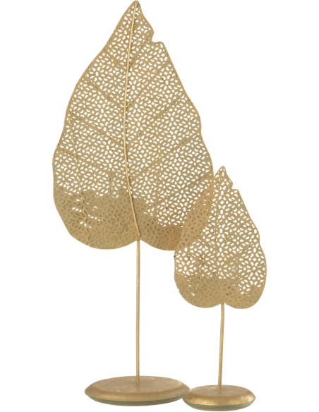 Photophore moderne Feuille XL Hauteur 49 cm en Métal Doré Ulisse - 5