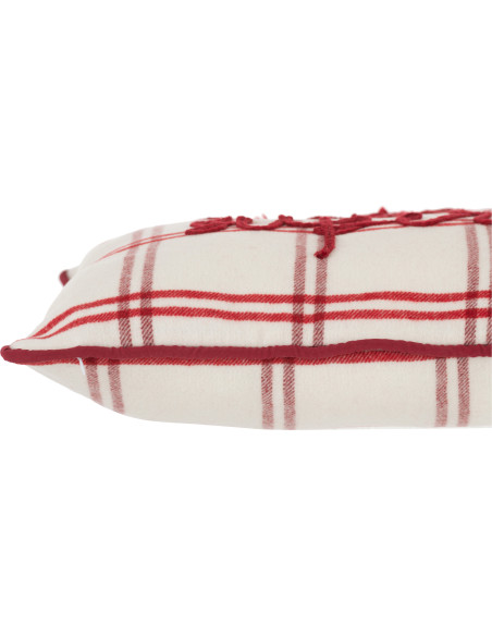 Coussin original Ma Maison C'est Super Carré 44x44 en Tissu Rouge Blanc Motif carreaux Isarion (Lot de 2) - 4