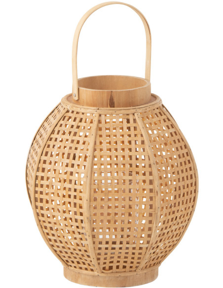 Lanterne photophore ovale Hauteur 49 cm en Bambou Naturel Azalie - 1