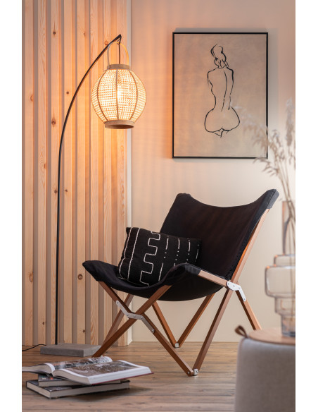 Lanterne photophore ovale Hauteur 49 cm en Bambou Naturel Azalie - 2