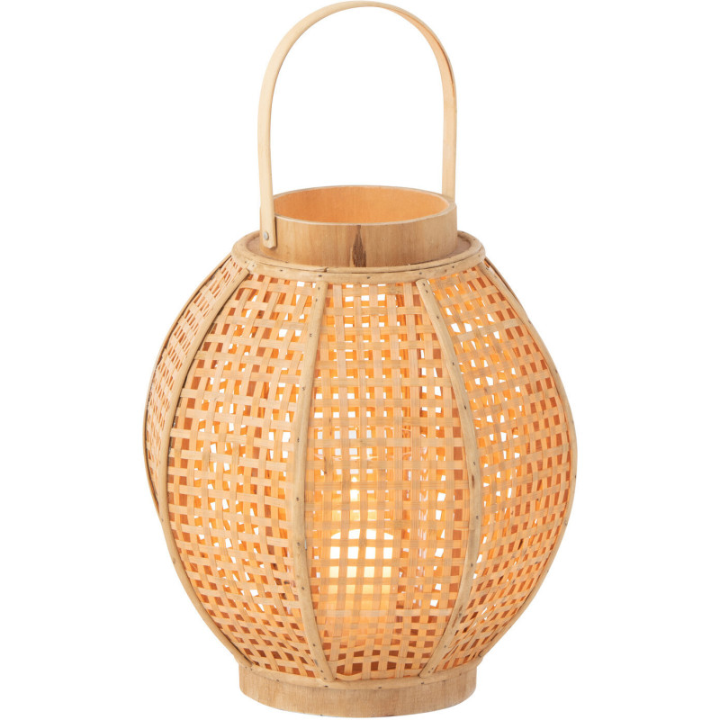 Lanterne photophore ovale Hauteur 49 cm en Bambou Naturel Azalie - 3