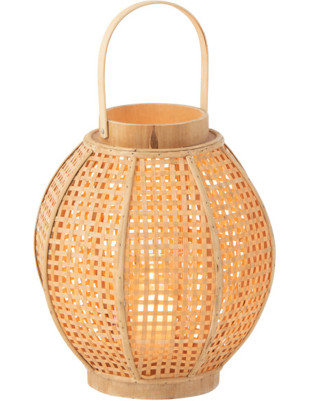 Lanterne photophore ovale Hauteur 49 cm en Bambou Naturel Azalie - 3