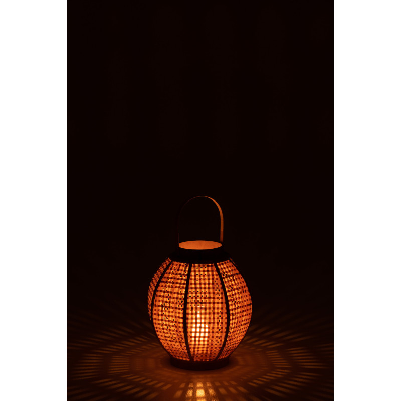 Lanterne photophore ovale Hauteur 49 cm en Bambou Naturel Azalie - 4