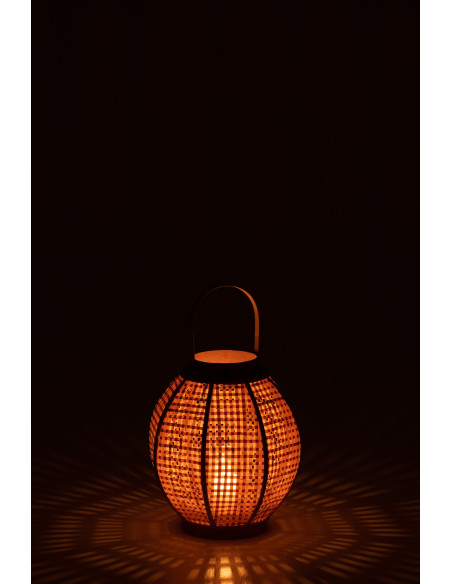 Lanterne photophore ovale Hauteur 49 cm en Bambou Naturel Azalie - 4