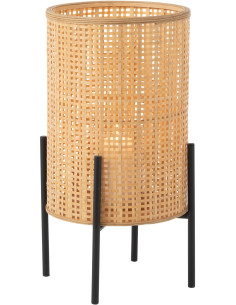 Lanterne photophore XL sur pieds Hauteur 63 cm en Bambou Naturel Métal Noir Azalie - 1 2