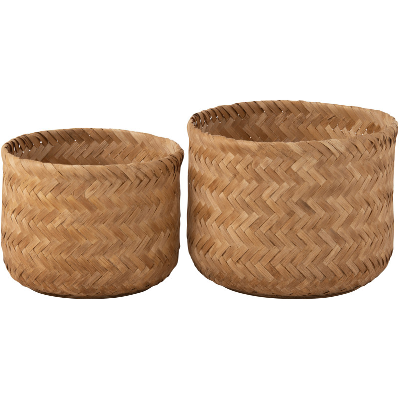 Panier de rangement salle de bain Rond en Bambou Naturel Tyralon (Lot de 2) - 3
