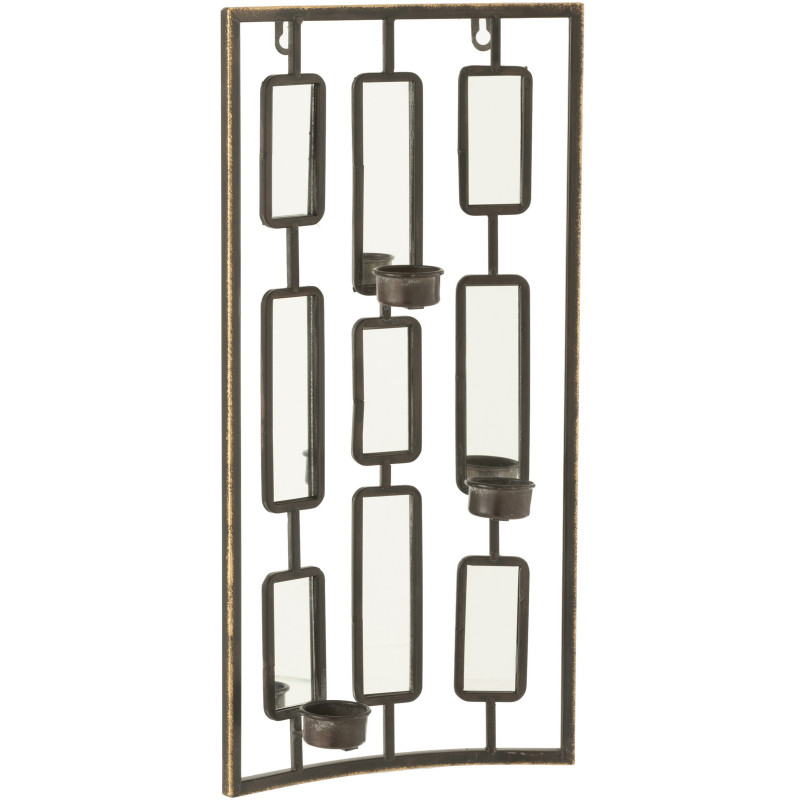Bougeoir mural 3 bougies Hauteur 52 cm en Métal Doré Vieilli Miroir Zynor - 1