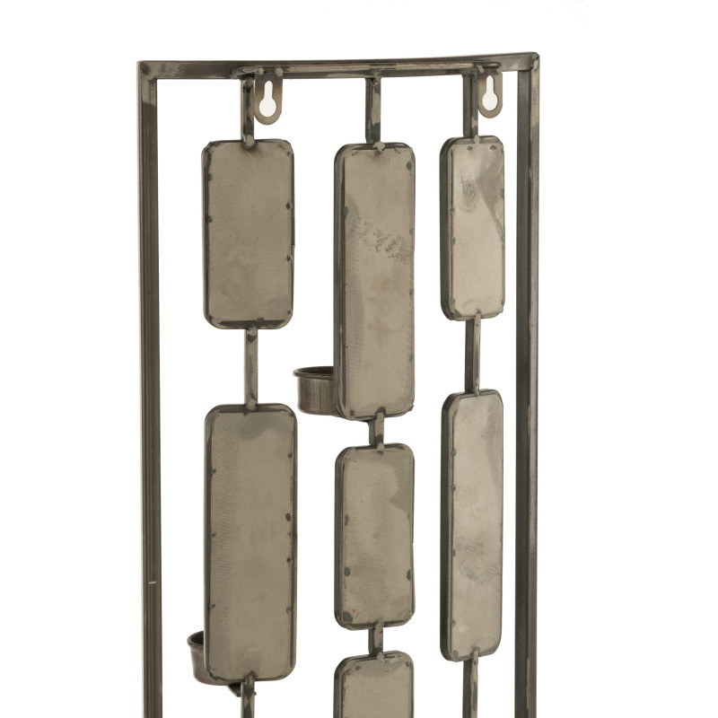 Bougeoir mural 3 bougies Hauteur 52 cm en Métal Doré Vieilli Miroir Zynor - 4