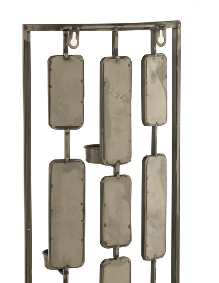 Bougeoir mural 3 bougies Hauteur 52 cm en Métal Doré Vieilli Miroir Zynor - 4